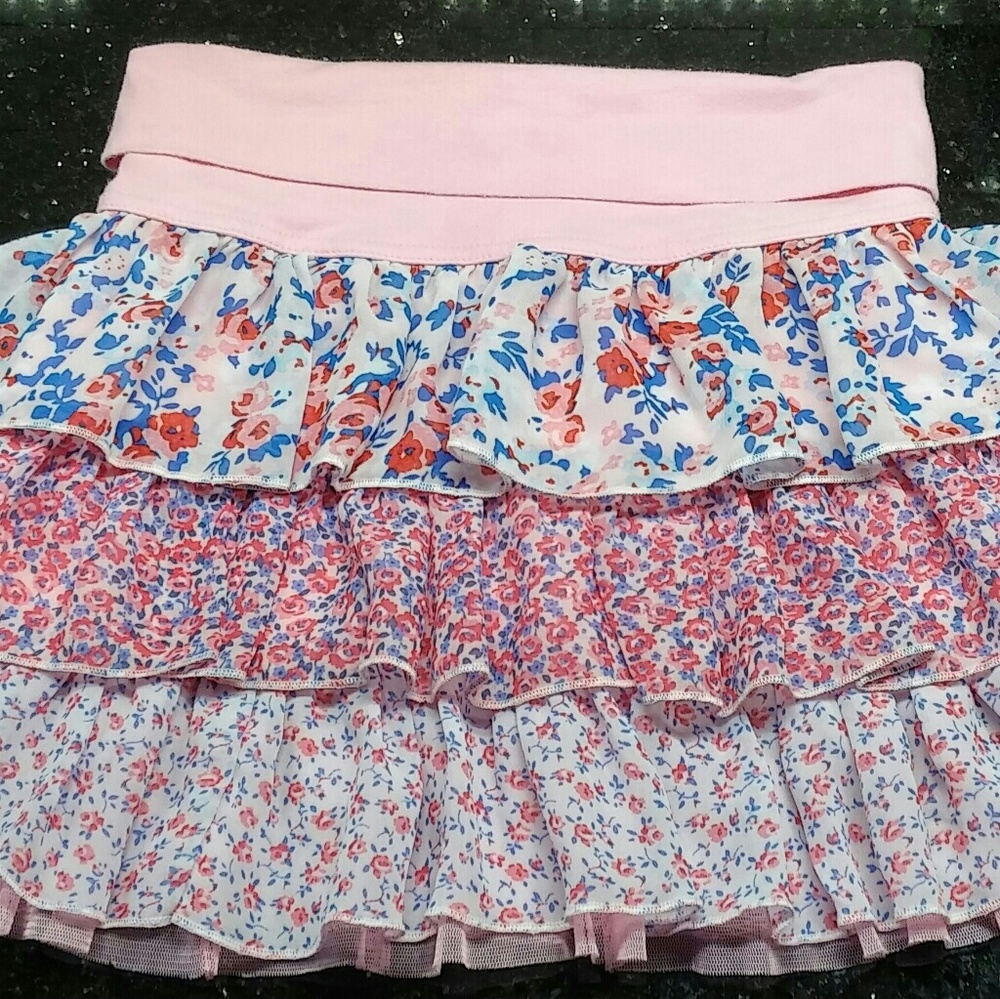 BUNDLE 4 for $15.  FLOWER ruffled Layers skirt